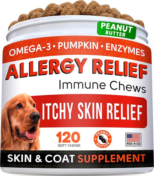 Allergy Relief Dog Treats w/Omega 3 - Peanut Butter Chews